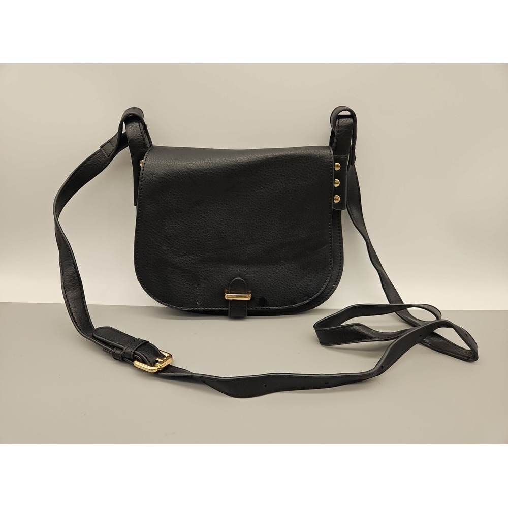 Nico & Olive‎ Black With Gold Accent Saddle Crossbody Bag